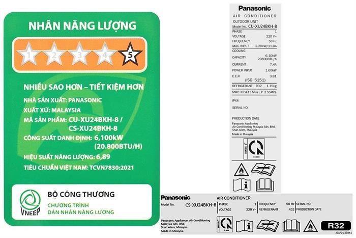 Điều Hoà Panasonic Inverter 24.000 BTU 1 Chiều CU/CS-XU24BKH-8